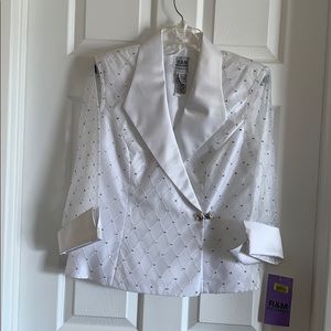 R & M Richard White Bling Holiday Blouse